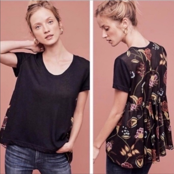Anthropologie Tops - Anthropologie-Deletta Floral Hi Lo Boho Gypsy Top